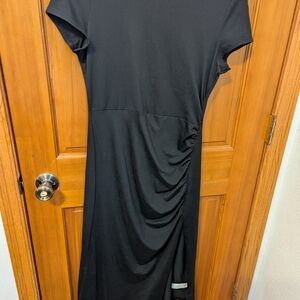 Cupshe Black Ruched-Side Midi Dress